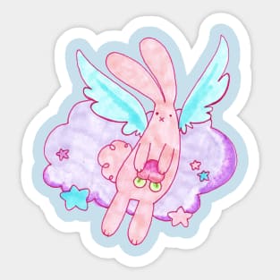 Peach Fruit Angel Bunny Sticker